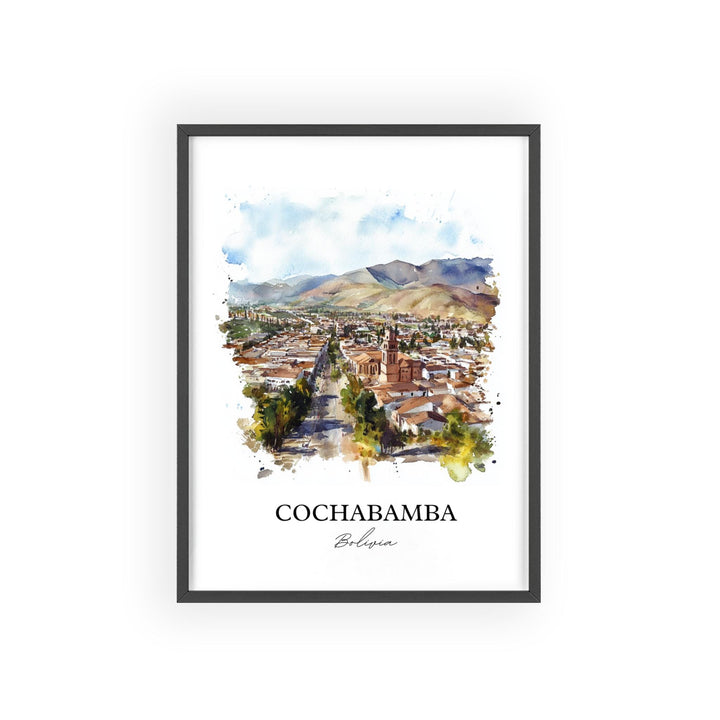 Cochabamba Wall Art, Bolivia Print, Bolivia Watercolor Art, Cochabamba Gift, Travel Print, Travel Poster, Housewarming Gift