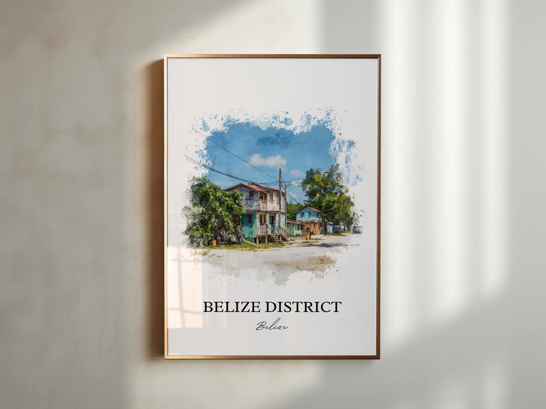 Belize Wall Art, Belize District Print, Belize Watercolor Art, Belize Gift, Belize Travel Print, Travel Poster, Housewarming Gift