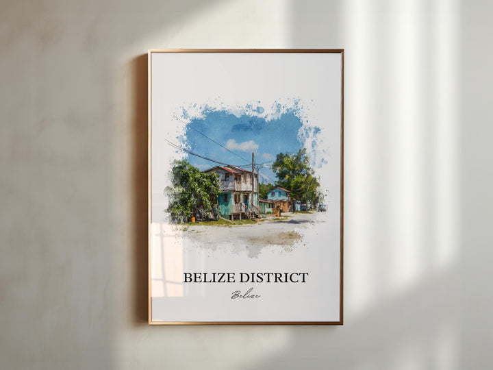 Belize Wall Art, Belize District Print, Belize Watercolor Art, Belize Gift, Belize Travel Print, Travel Poster, Housewarming Gift