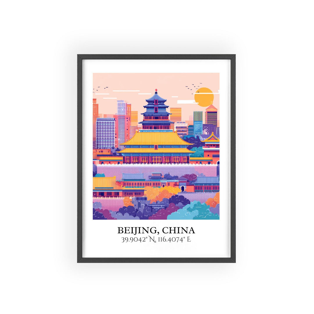 Beijing Art, Beijing Retro Travel Art, Beijing Home Decor, Beijing China Gift, China Travel Art, Travel Prints, Housewarming Gift