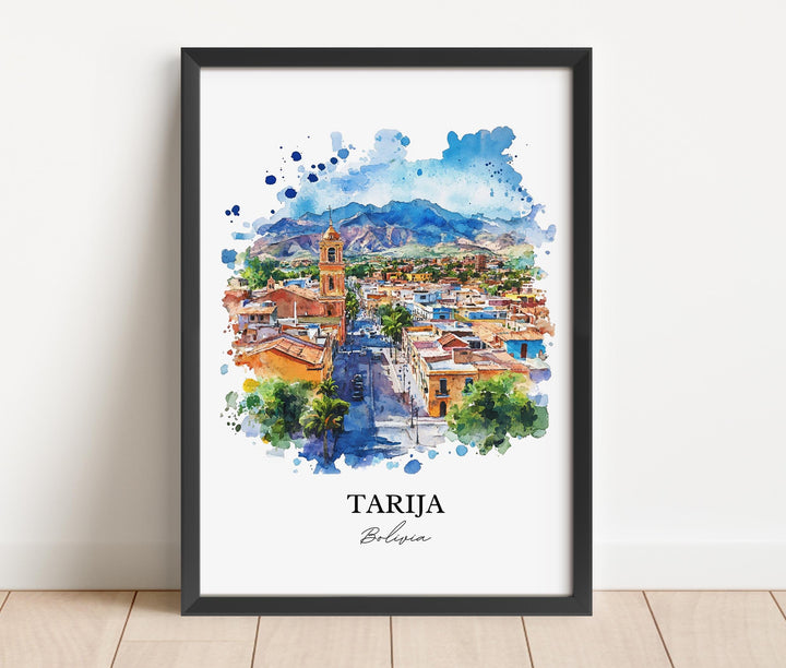 Tarija Bolivia Wall Art, Frontera de Tarixa Print, Bolivia Watercolor, Tarija Bolivia Gift, Travel Print, Travel Poster, Housewarming Gift