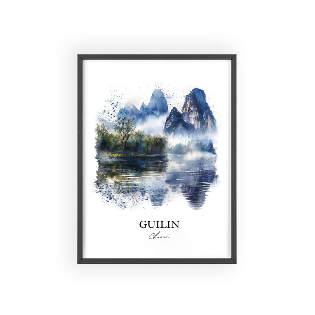 Guilin China Wall Art, Guangxi Zhuang Print, China Watercolor Art, Guilin Gift, Travel Print, Travel Poster, Housewarming Gift