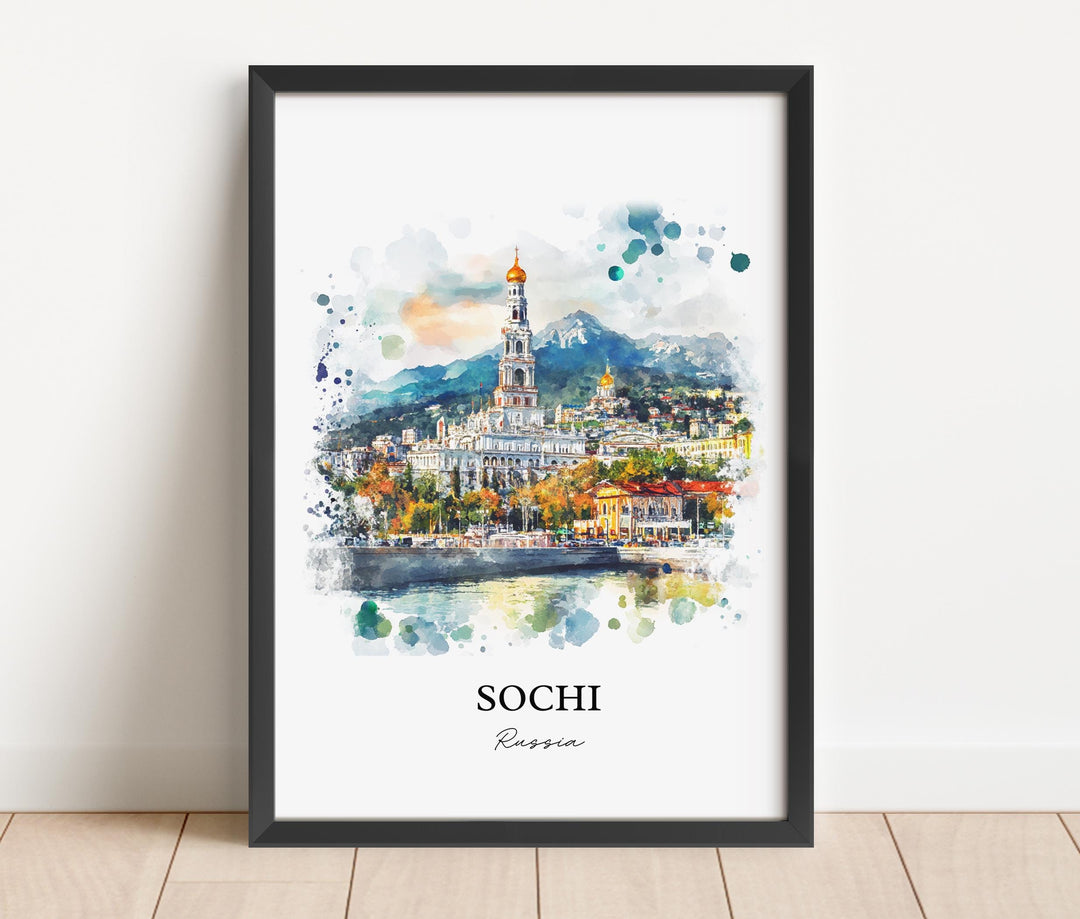 Sochi Russia Wall Art, Sochi Print, Russia Watercolor Art, Sochi Russia Gift, Travel Print, Travel Poster, Housewarming Gift