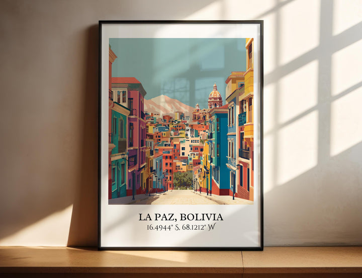 La Paz Art, La Paz Retro Travel Art, La Paz Bolivia Home Decor, Bolivia Gift, Bolivia Travel Art, Travel Prints, Housewarming Gift