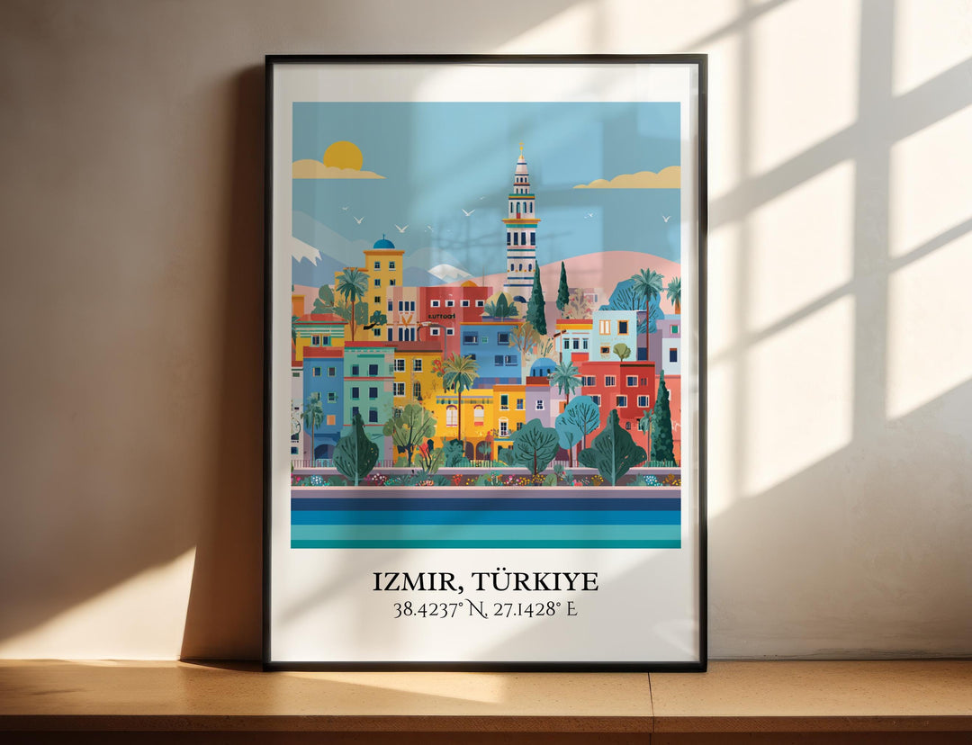 Izmir Turkey Art, Izmir Retro Travel Art, Izmir Home Decor, Izmir Turkey Gift, Turkey Travel Art, Travel Prints, Housewarming Gift