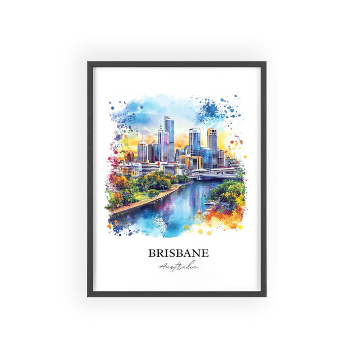 Brisbane Wall Art, Brisbane Print, Australia Watercolor Art, Brisbane Australia Gift, Travel Print, Travel Poster, Housewarming Gift