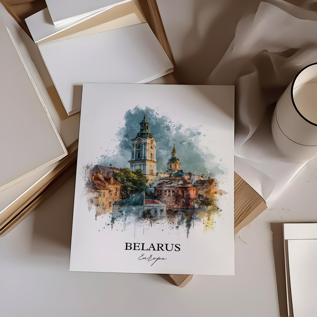 Belarus Wall Art, Belarus Print, Belarus Watercolor Art, Belarus Gift, Travel Print, Travel Poster, Housewarming Gift
