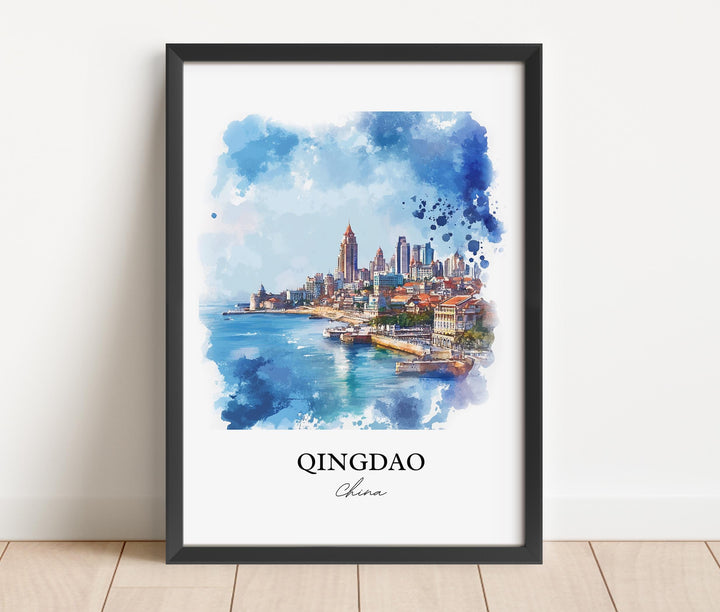 Qingdao Wall Art, Shandong Province Print, China Watercolor Art, Qingdao China Gift, Travel Print, Travel Poster, Housewarming Gift