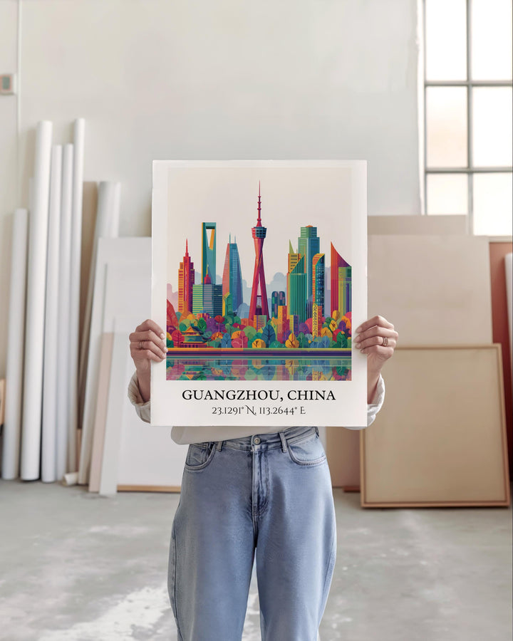 Guangzhou Art, Guangzhou Retro Travel Art, Guangzhou Home Decor, Guangzhou China Gift, China Travel Art, Travel Prints, Housewarming Gift