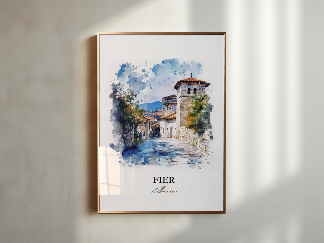 Fier Albania Wall Art, Albania Print, Albania Watercolor Art, Fier Gift, Travel Print, Travel Poster, Housewarming Gift