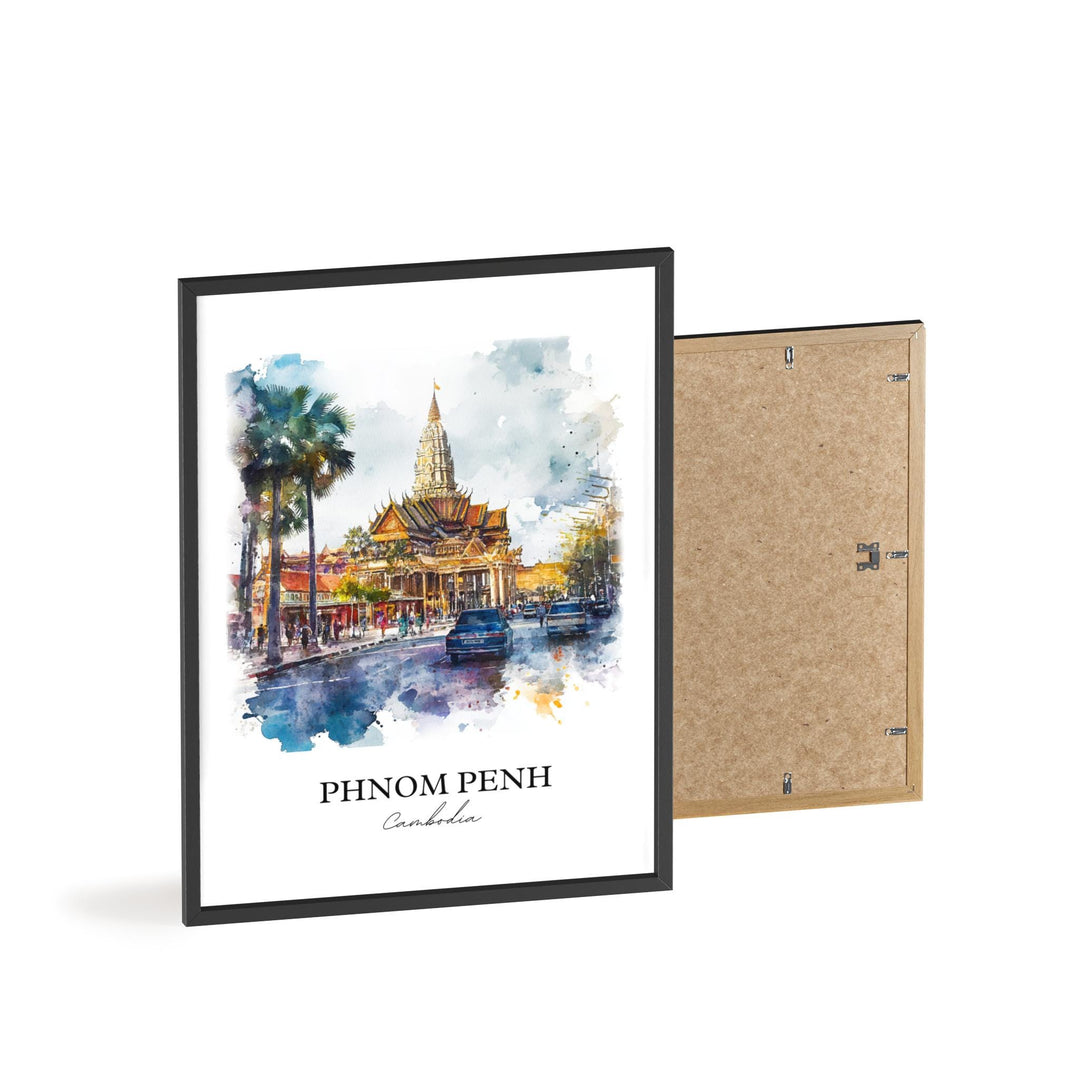 Phnom Penh Wall Art, Cambodia Print, Cambodia Watercolor Art, Phnom Penh Gift, Travel Print, Travel Poster, Housewarming Gift
