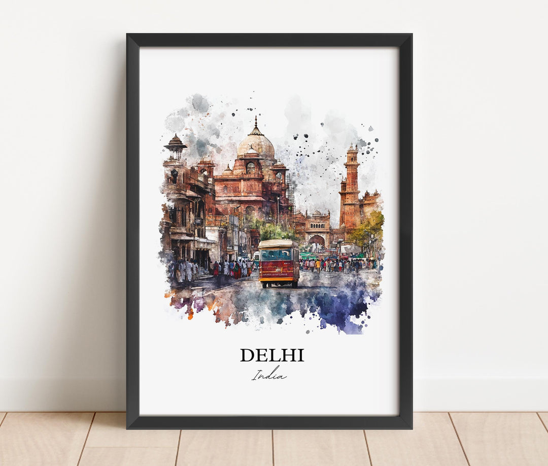 Delhi India Wall Art, India Print, Delhi India Watercolor Art, Delhi India Gift, Travel Print, Travel Poster, Housewarming Gift