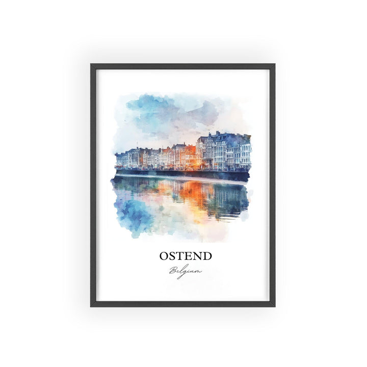 Ostend Wall Art, Belgian Coast Print, Belgium Watercolor Art, Ostend Belgium Gift, Travel Print, Travel Poster, Housewarming Gift