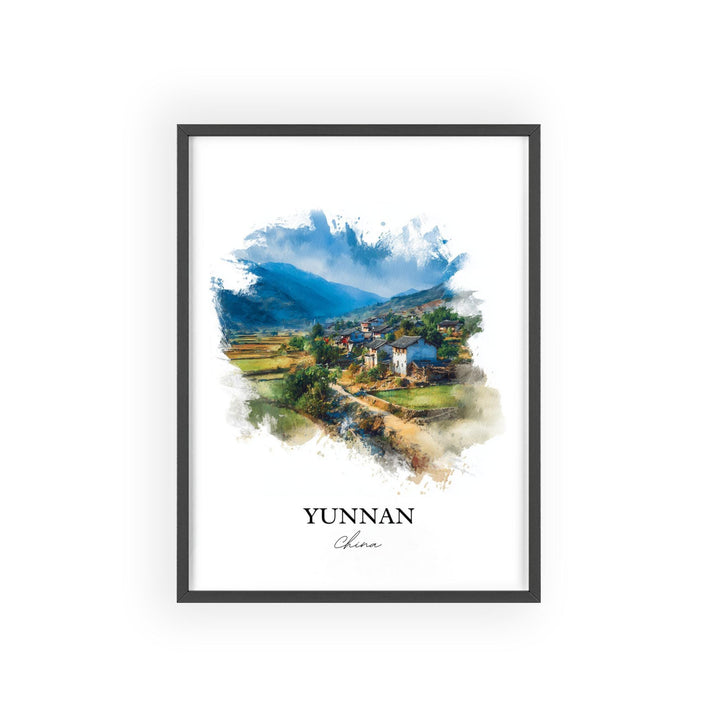 Yunnan China Wall Art, Yunnan Print, Yunnan Watercolor Art, Yunnan China Gift, China Travel Print, Travel Poster, Housewarming Gift