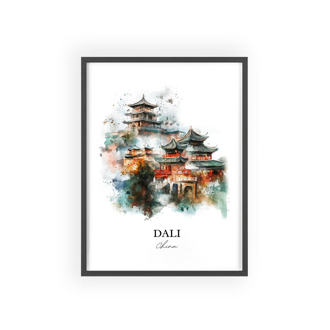 Dali China Wall Art, Yunnan Province Print, China Watercolor Art, Dali China Gift, Travel Print, Travel Poster, Housewarming Gift