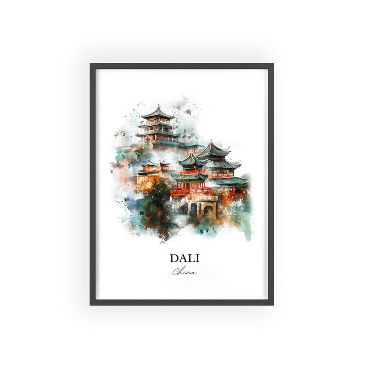 Dali China Wall Art, Yunnan Province Print, China Watercolor Art, Dali China Gift, Travel Print, Travel Poster, Housewarming Gift