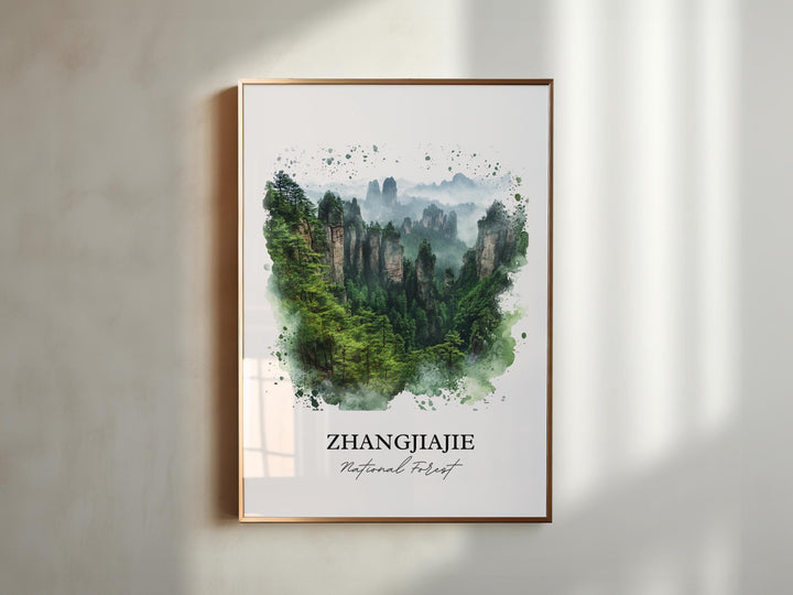 Zhangjiajie National Park Wall Art, Hunan Province Print, China Watercolor, Zhangjiajie Gift, Travel Print, Travel Poster, Housewarming Gift