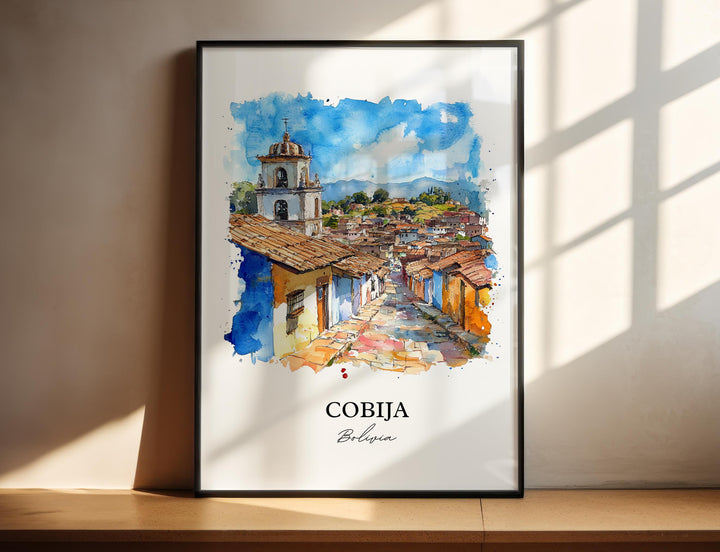Cobija Bolivia Wall Art, Pando Bolivia Print, Bolivia Watercolor Art, Cobija Bolivia Gift, Travel Print, Travel Poster, Housewarming Gift