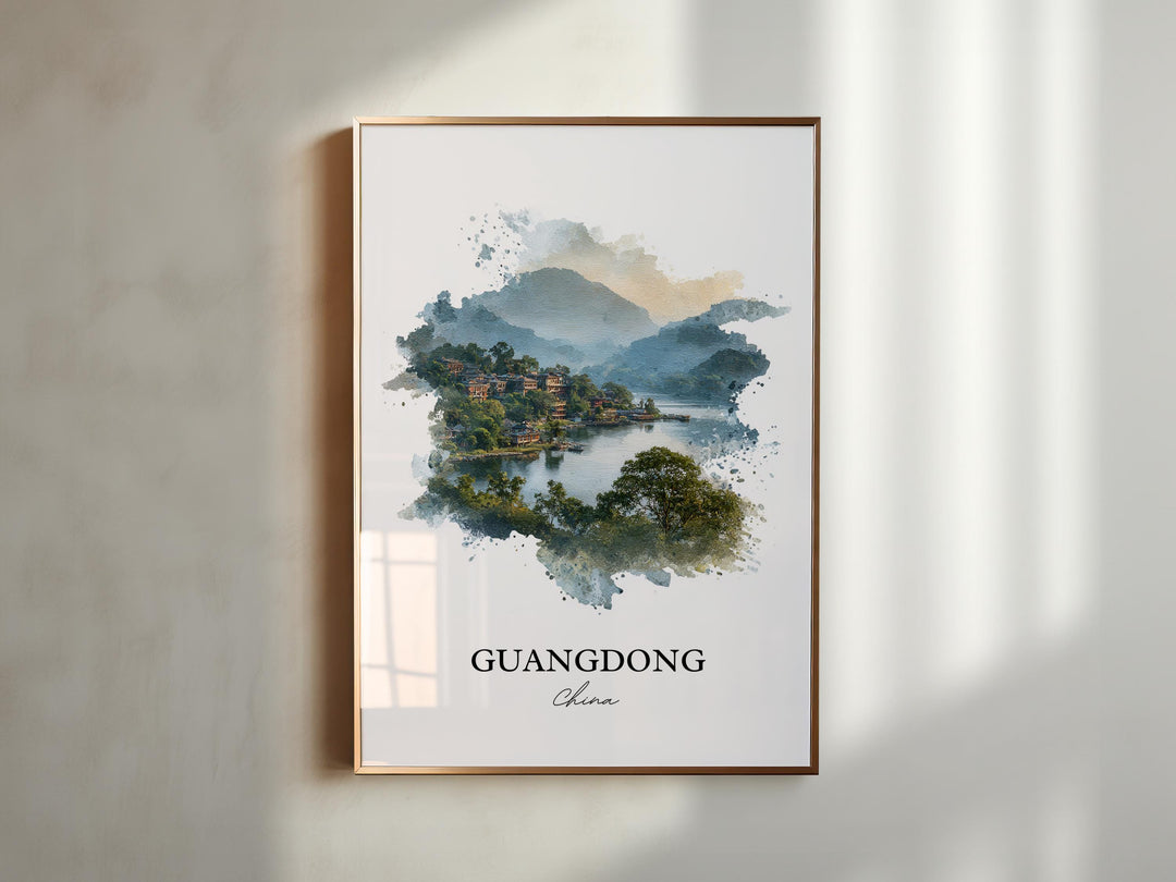 Guangdong China Wall Art, Guangdong Print, Guangdong Watercolor Art, Guangdong Gift, China Travel Print, Travel Poster, Housewarming Gift