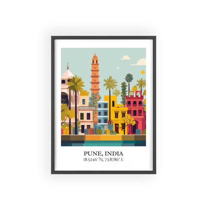 Pune India Art, Pune Retro Travel Art, Pune India Home Decor, India Gift, India Travel Art, Travel Prints, Housewarming Gift