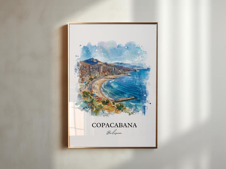 Copacabana Bolivia Wall Art, Lake Titicaca Print, Bolivia Watercolor Art, Lake Titicaca Gift, Travel Print, Travel Poster, Housewarming Gift
