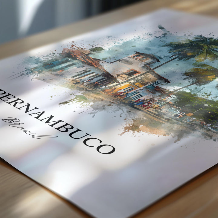 Pernambuco Brazil Wall Art, Pernambuco Print, Pernambuco Watercolor Art, Pernambuco Gift, Travel Print, Travel Poster, Housewarming Gift
