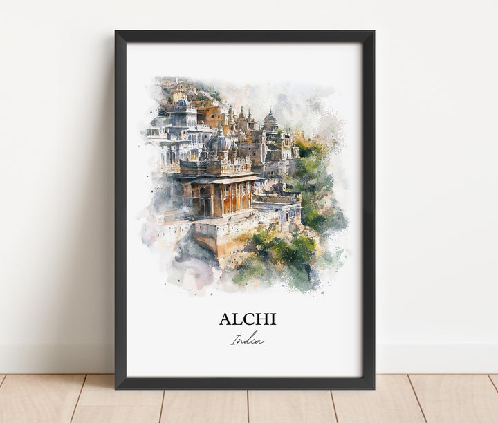 Alchi India Wall Art, Ladakh Print, India Watercolor Art, Alchi India Gift, Travel Print, Travel Poster, Housewarming Gift