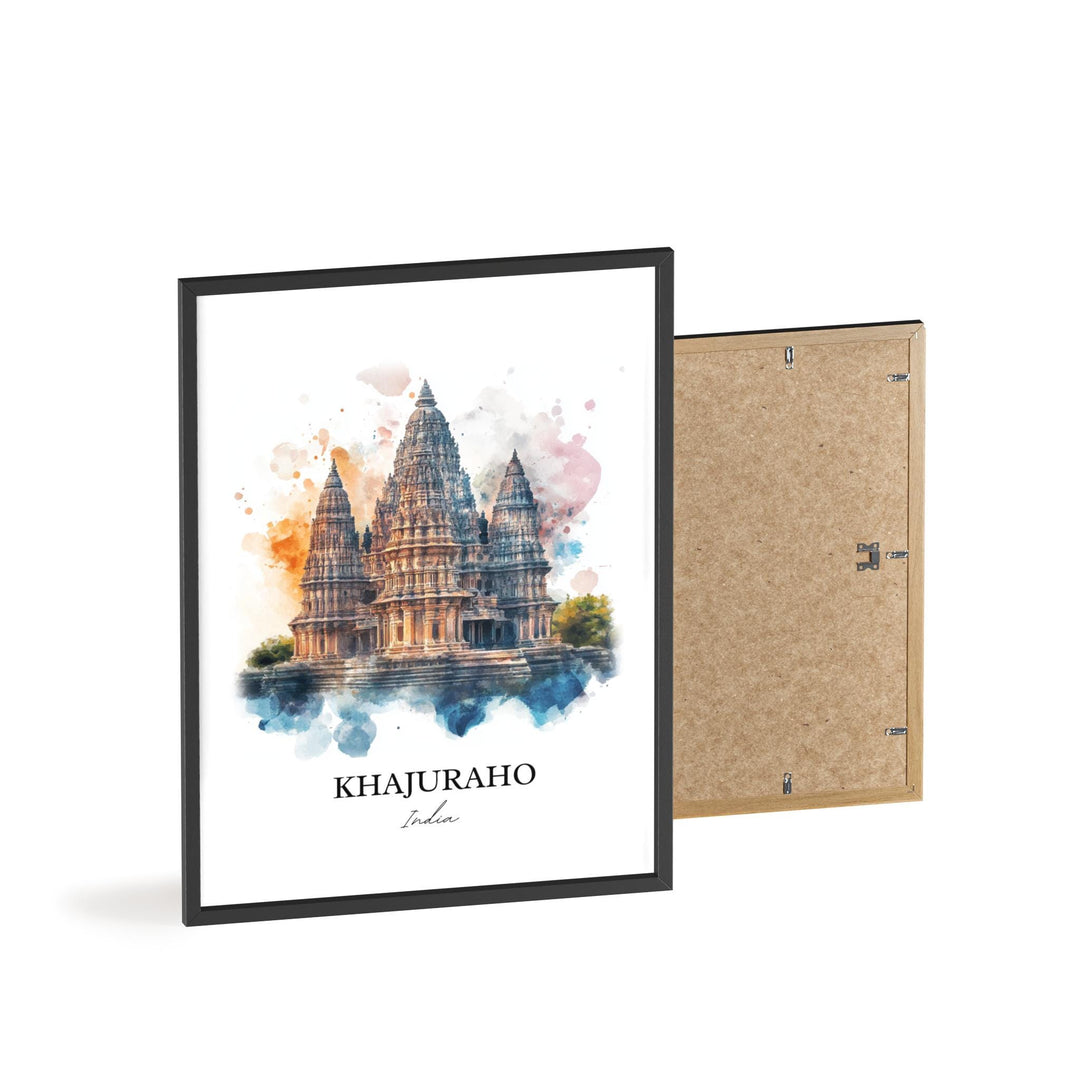 Khajuraho Wall Art, Chhatarpur District Print, India Watercolor Art, Khajuraho India Gift, Travel Print, Travel Poster, Housewarming Gift