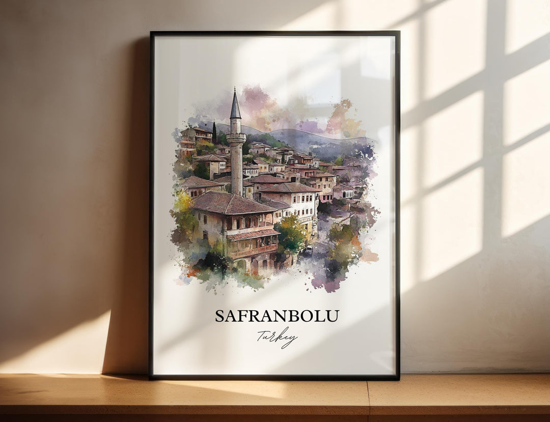 Safranbolu Turkey Wall Art, Karabük Province Print, Turkey Watercolor Art, Safranbolu Gift, Travel Print, Travel Poster, Housewarming Gift
