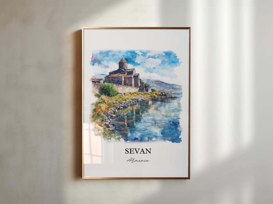 Sevan Armenia Wall Art, Gegharkunik Print, Armenia Watercolor Art, Sevan Armenia Gift, Travel Print, Travel Poster, Housewarming Gift