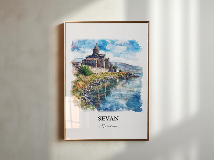 Sevan Armenia Wall Art, Gegharkunik Print, Armenia Watercolor Art, Sevan Armenia Gift, Travel Print, Travel Poster, Housewarming Gift