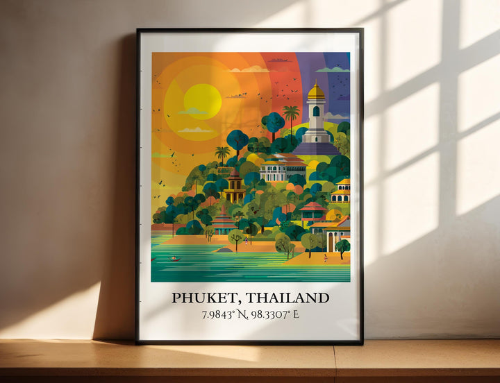 Phuket Art, Phuket Retro Travel Art, Phuket Thailand Home Decor, Thailand Gift, China Travel Art, Travel Prints, Housewarming Gift