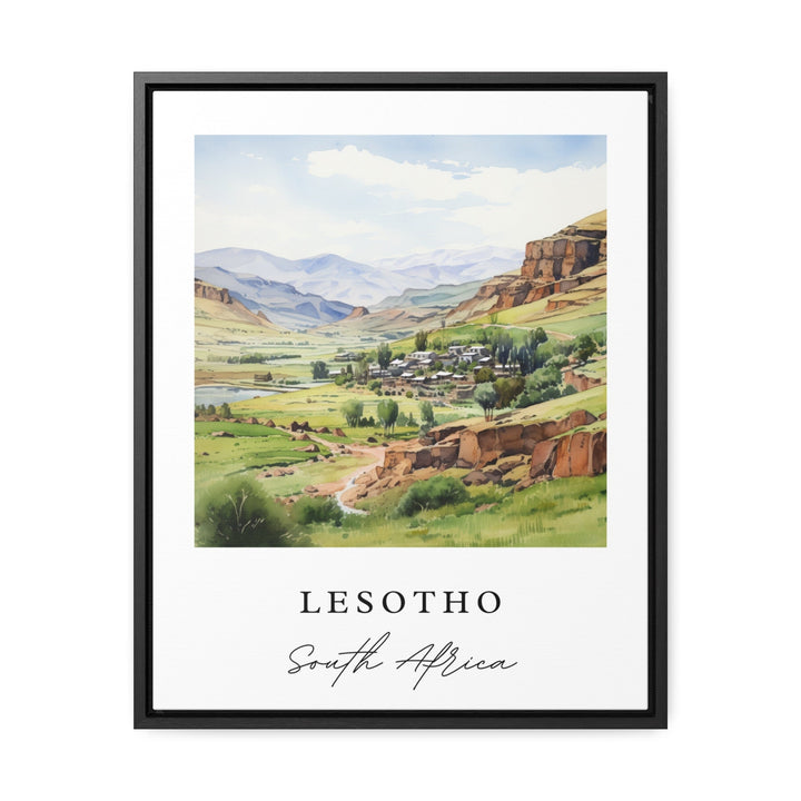 Lesotho traditional travel art - South Africa, Lesotho poster, Wedding gift, Birthday present, Custom Text, Personalized Gift