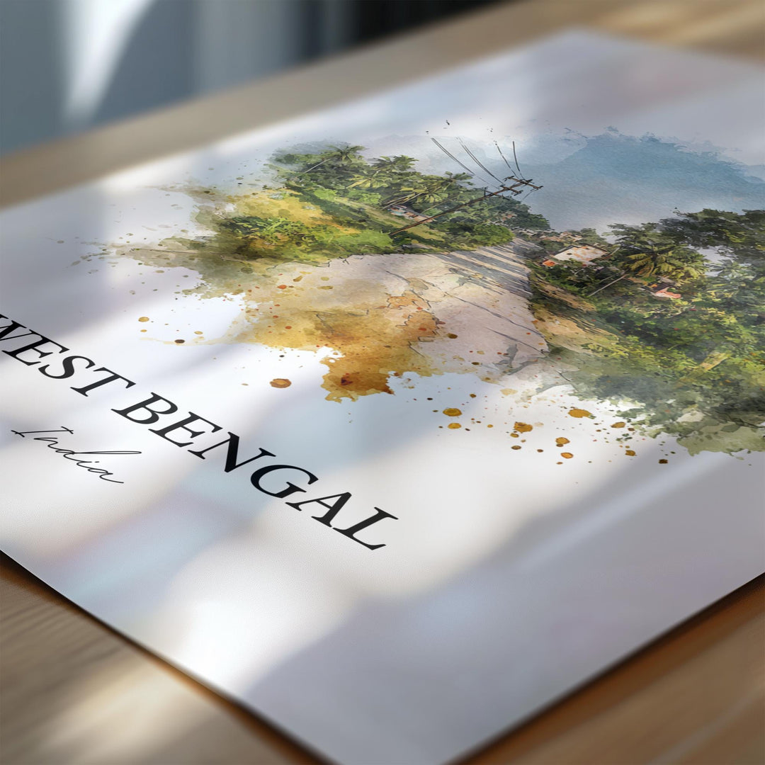 West Bengal Wall Art, West Bengal India Print, India Watercolor Art, West Bengal Gift, India Travel Print, Travel Poster, Housewarming Gift