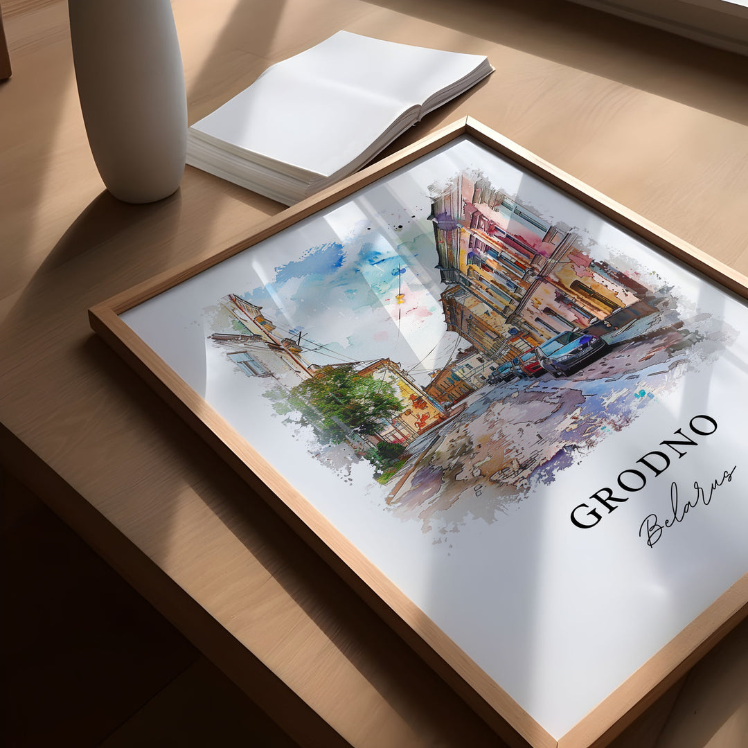 Grodno Belarus Wall Art, Grodno Print, Grodno Watercolor, Grodno Belarus Gift, Travel Poster, Housewarming Gift