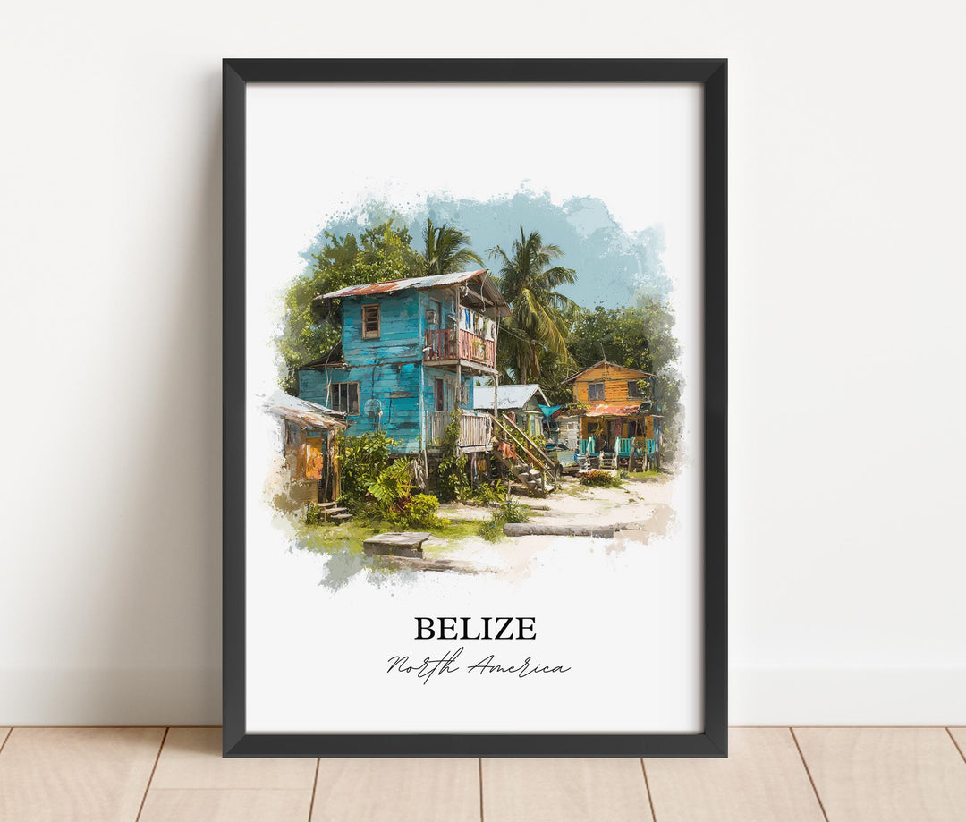 Belize Wall Art, Belize Print, Belize Watercolor Art, Belize Country Gift, Travel Print, Travel Poster, Housewarming Gift