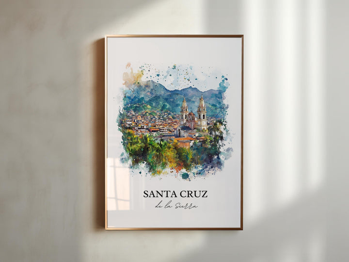 Santa Cruz de la Sierra Art, Bolivia Print, Bolivia Watercolor, Santa Cruz de la Sierra Gift, Travel Print, Travel Poster, Housewarming Gift