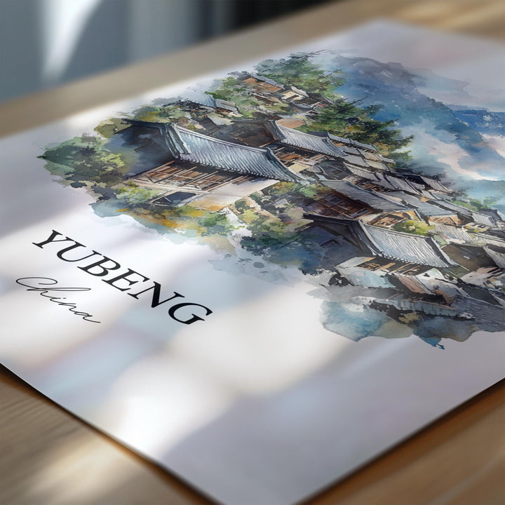 Yubeng China Wall Art, Tibet Print, China Watercolor Art, Yubeng China Gift, Travel Print, Travel Poster, Housewarming Gift