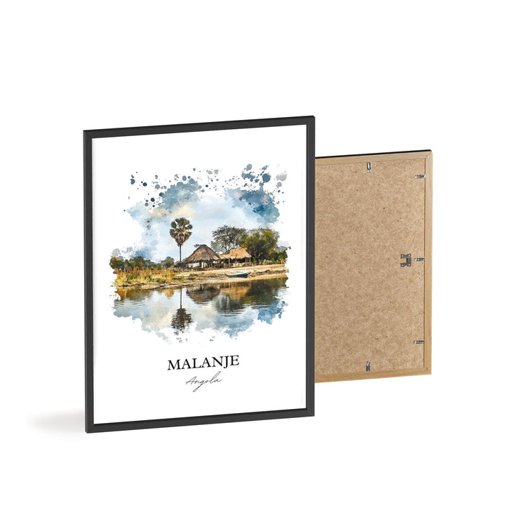 Malanje Wall Art, Angola Print, Angola Watercolor Art, Malanje Angola Gift, Travel Print, Travel Poster, Housewarming Gift