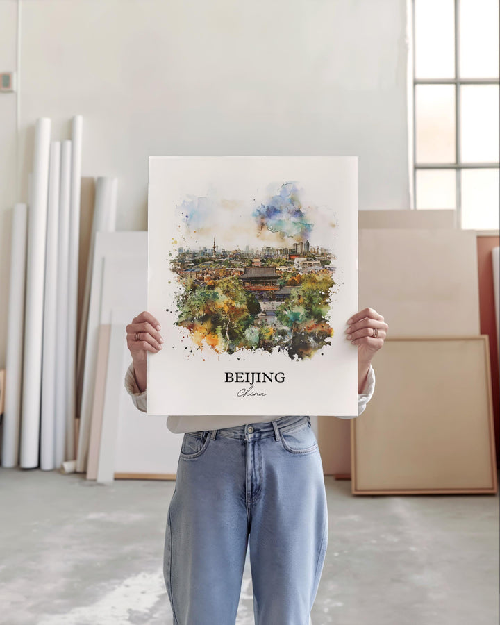 Beijing Wall Art, Beijing China Print, China Watercolor Art, Beijing Gift, Travel Print, Travel Poster, Housewarming Gift
