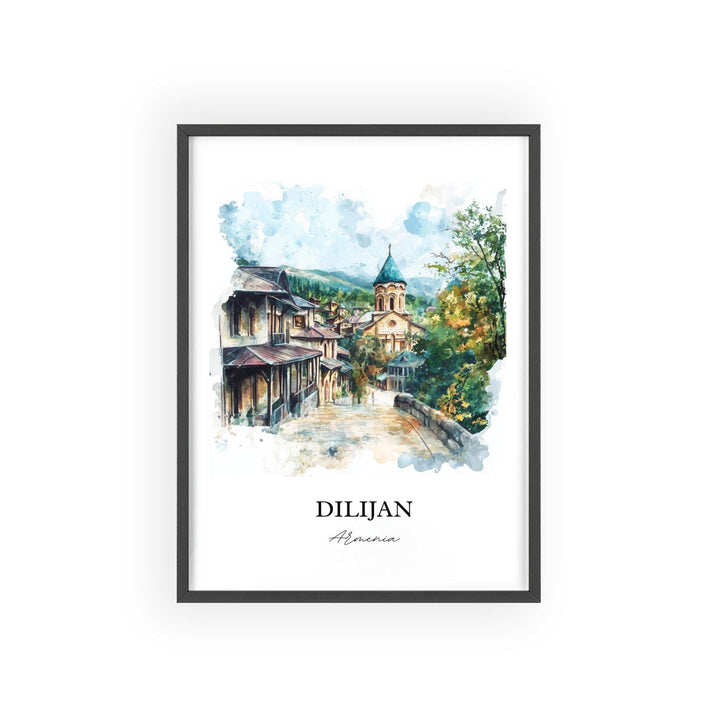Dilijan Wall Art, Northern Armenia Print, Armenia Watercolor Art, Dilijan Armenia Gift, Travel Print, Travel Poster, Housewarming Gift