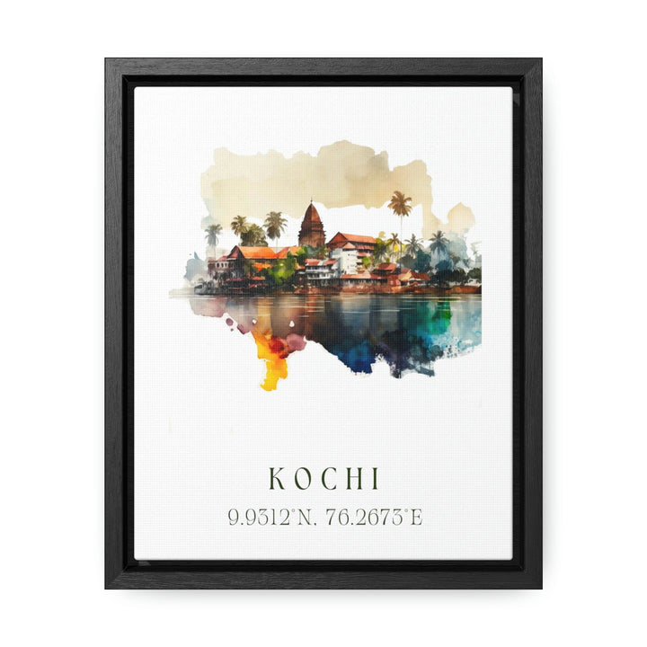 Kochi traditional travel art - India, Kochi Kerala poster, Wedding gift, Birthday present, Custom Text, Personalized Gift