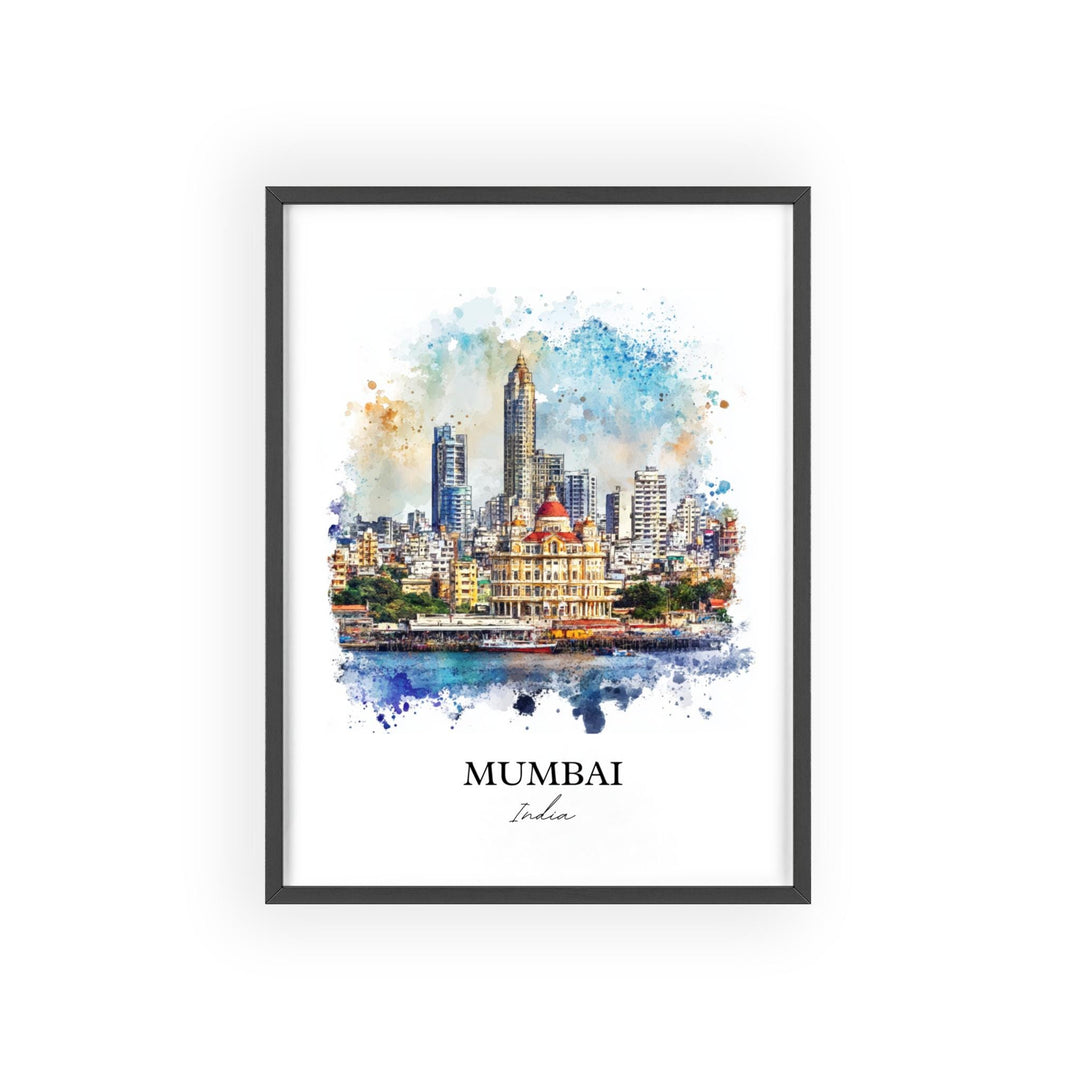 Mumbai Wall Art, Mumbai Skyline Print, India Watercolor Art, Mumbai India Gift, Travel Print, Travel Poster, Housewarming Gift