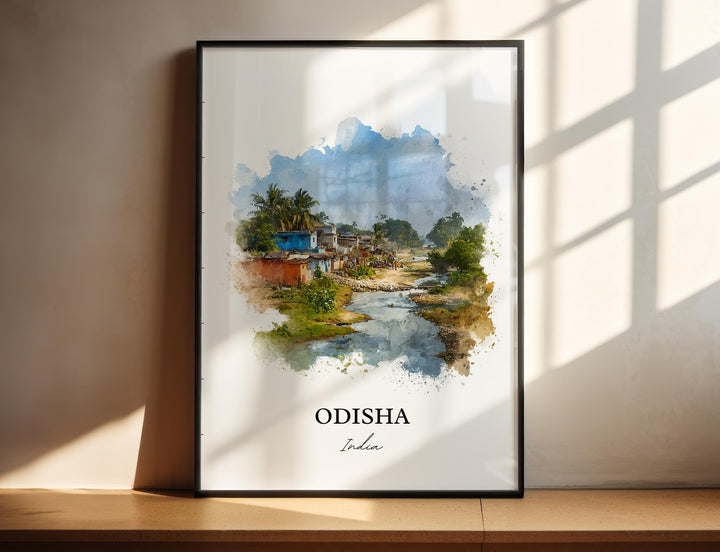 Odisha India Wall Art, Odisha Print, Odisha India Watercolor Art, India Gift, India Travel Print, Travel Poster, Housewarming Gift
