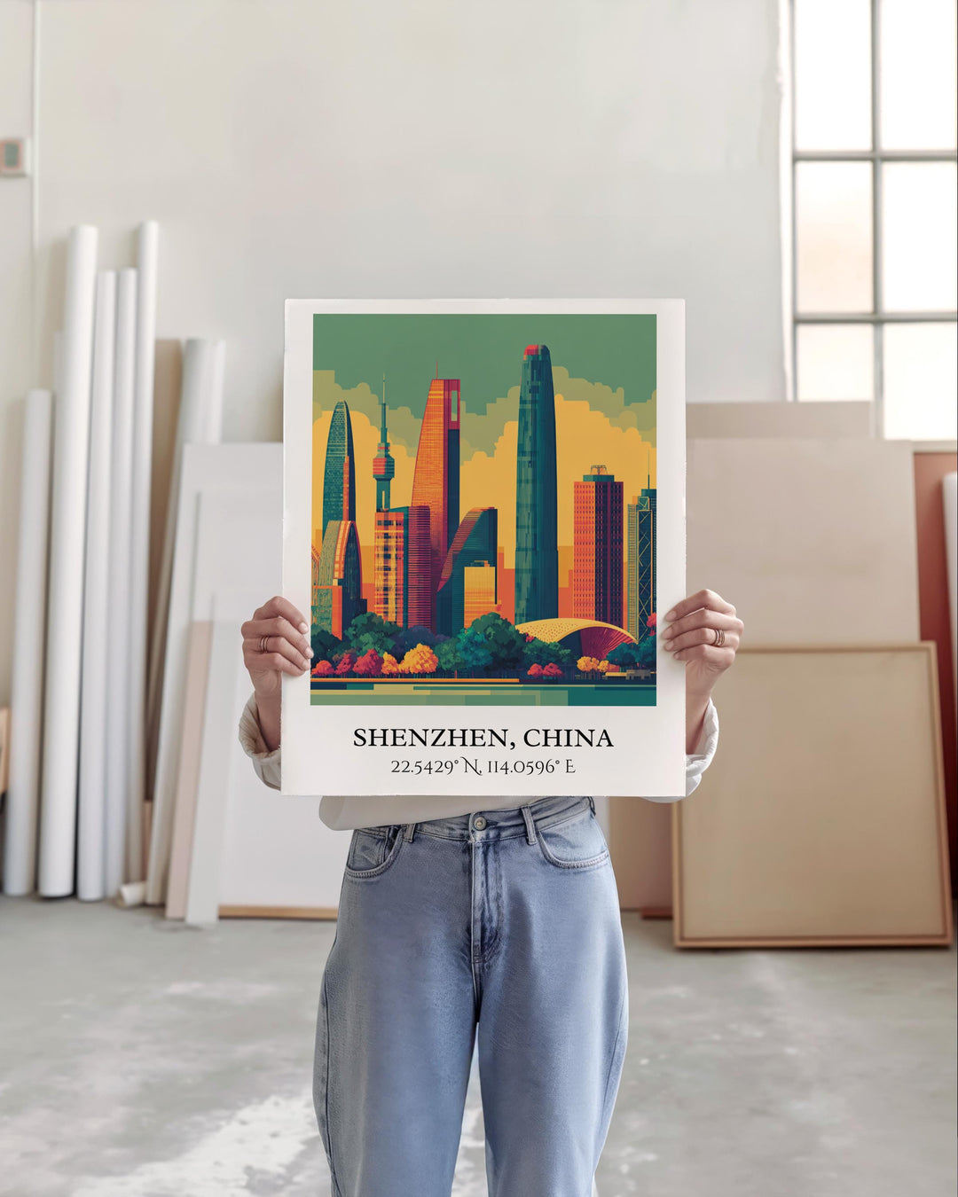 Shenzhen Art, Shenzhen Retro Travel Art, Shenzhen China Home Decor, Shenzhen Gift, China Travel Art, Travel Prints, Housewarming Gift