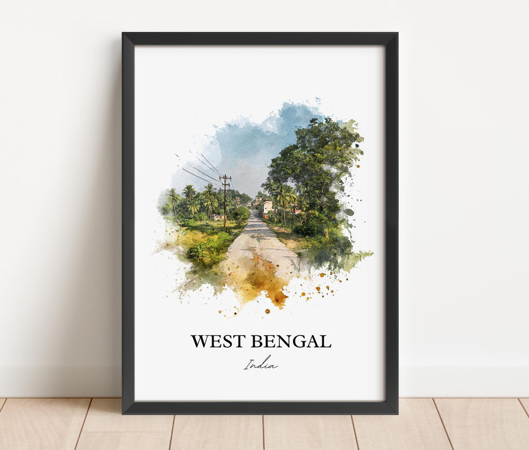 West Bengal Wall Art, West Bengal India Print, India Watercolor Art, West Bengal Gift, India Travel Print, Travel Poster, Housewarming Gift