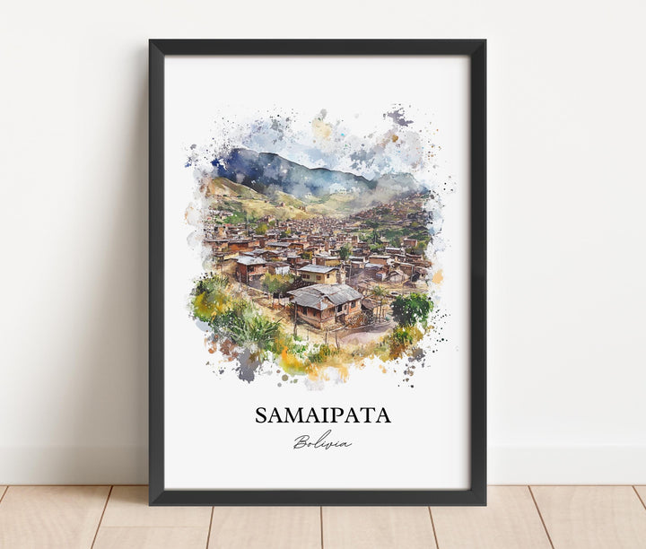 Samaipata Wall Art, Bolivian Andes Print, Bolivia Watercolor Art, Samaipata Bolivia Gift, Travel Print, Travel Poster, Housewarming Gift