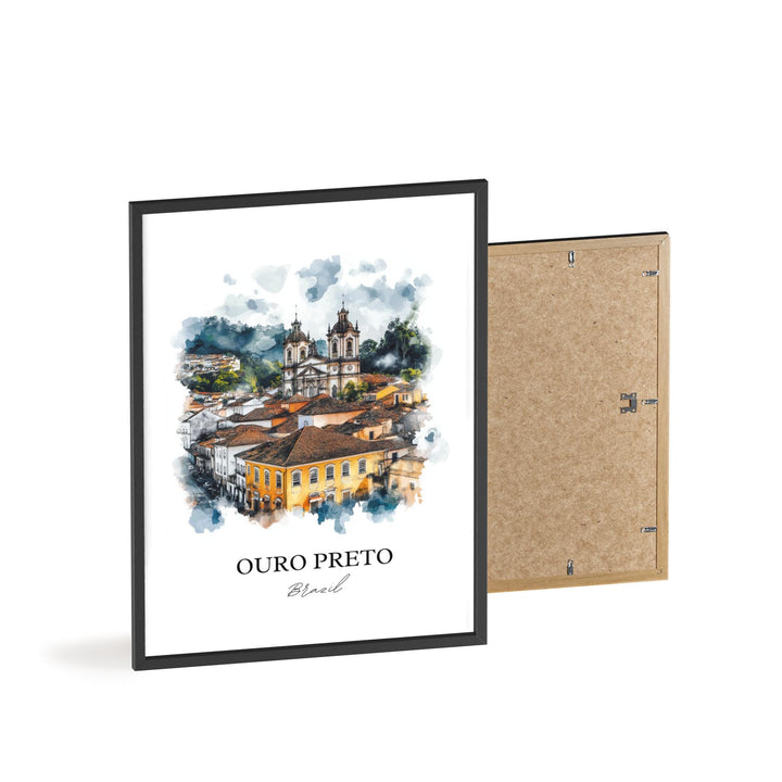 Ouro Preto Wall Art, Ouro Preto Brazil Print, Brazil Watercolor Art, Ouro Preto Gift, Travel Print, Travel Poster, Housewarming Gift