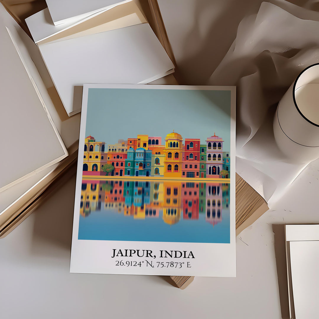 Jaipur India Art, Jaipur Retro Travel Art, Jaipur Home Decor, Jaipur Gift, India Travel Art, Travel Prints, Housewarming Gift
