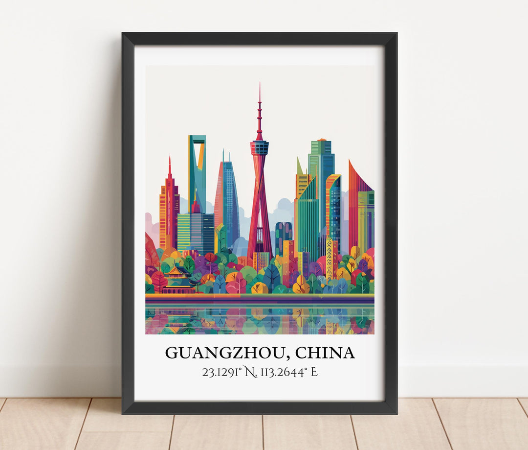 Guangzhou Art, Guangzhou Retro Travel Art, Guangzhou Home Decor, Guangzhou China Gift, China Travel Art, Travel Prints, Housewarming Gift